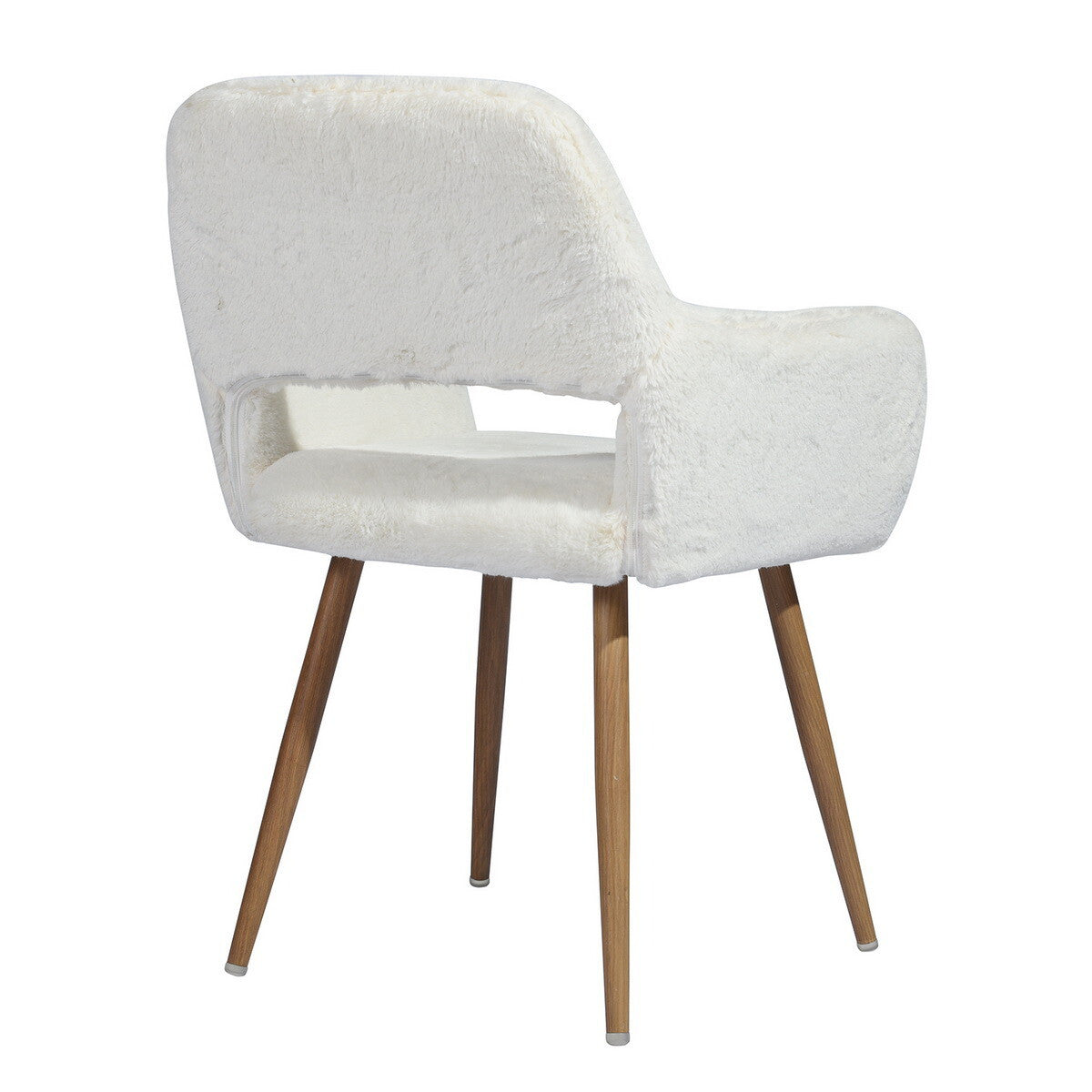 23" White and Brown Faux Fur Arm Chair