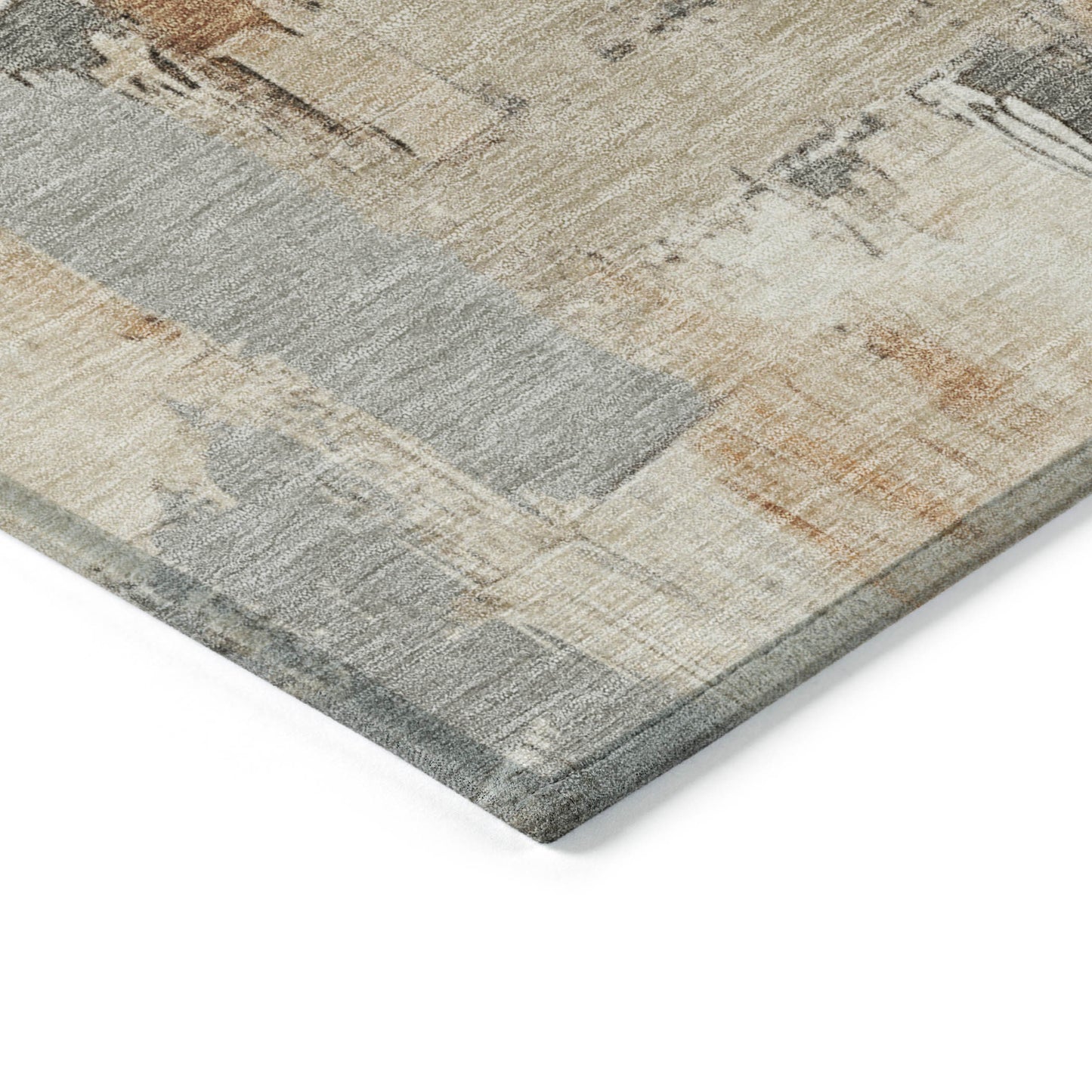 9' X 12' Ivory And Rust Abstract Washable Indoor Outdoor Area Rug