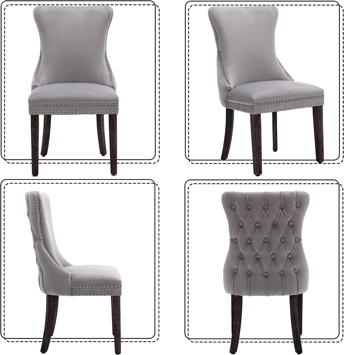 Erin - Set of 2 Light Gray Velvet Tufted Wingback Chairs