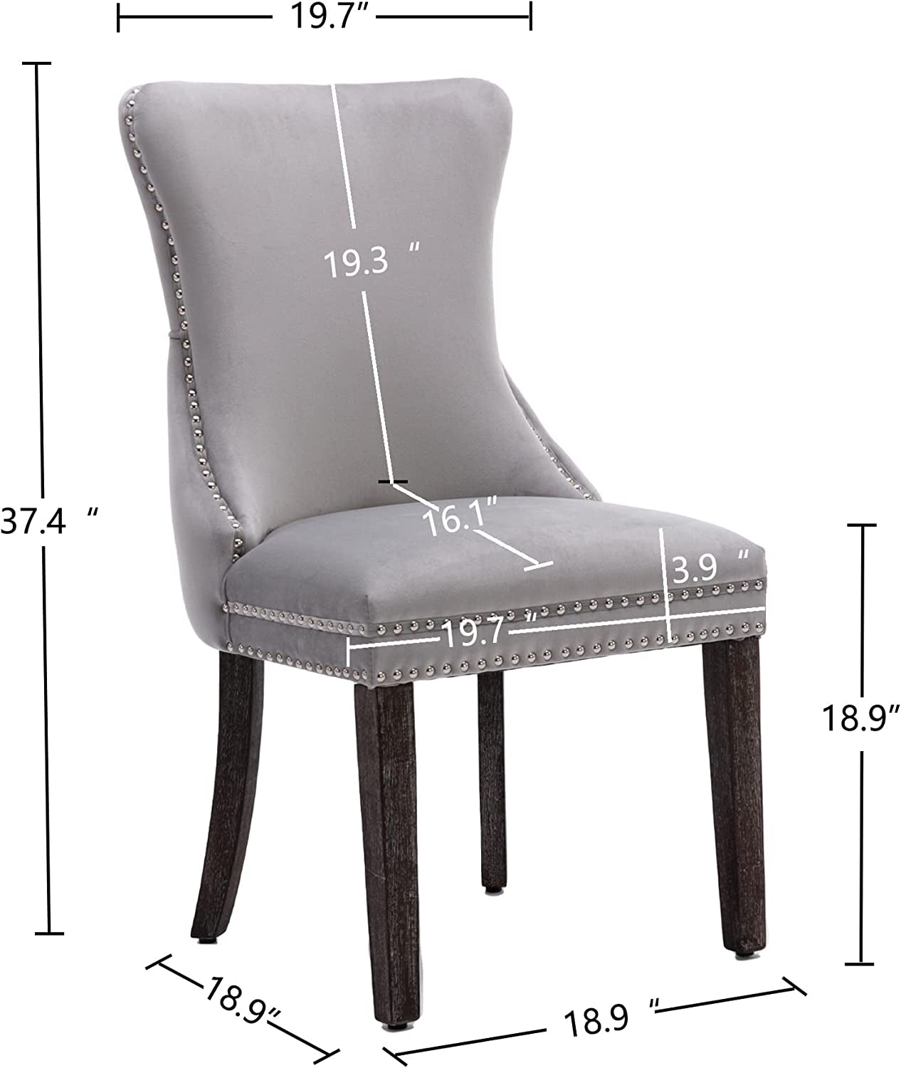Erin - Set of 2 Light Gray Velvet Tufted Wingback Chairs