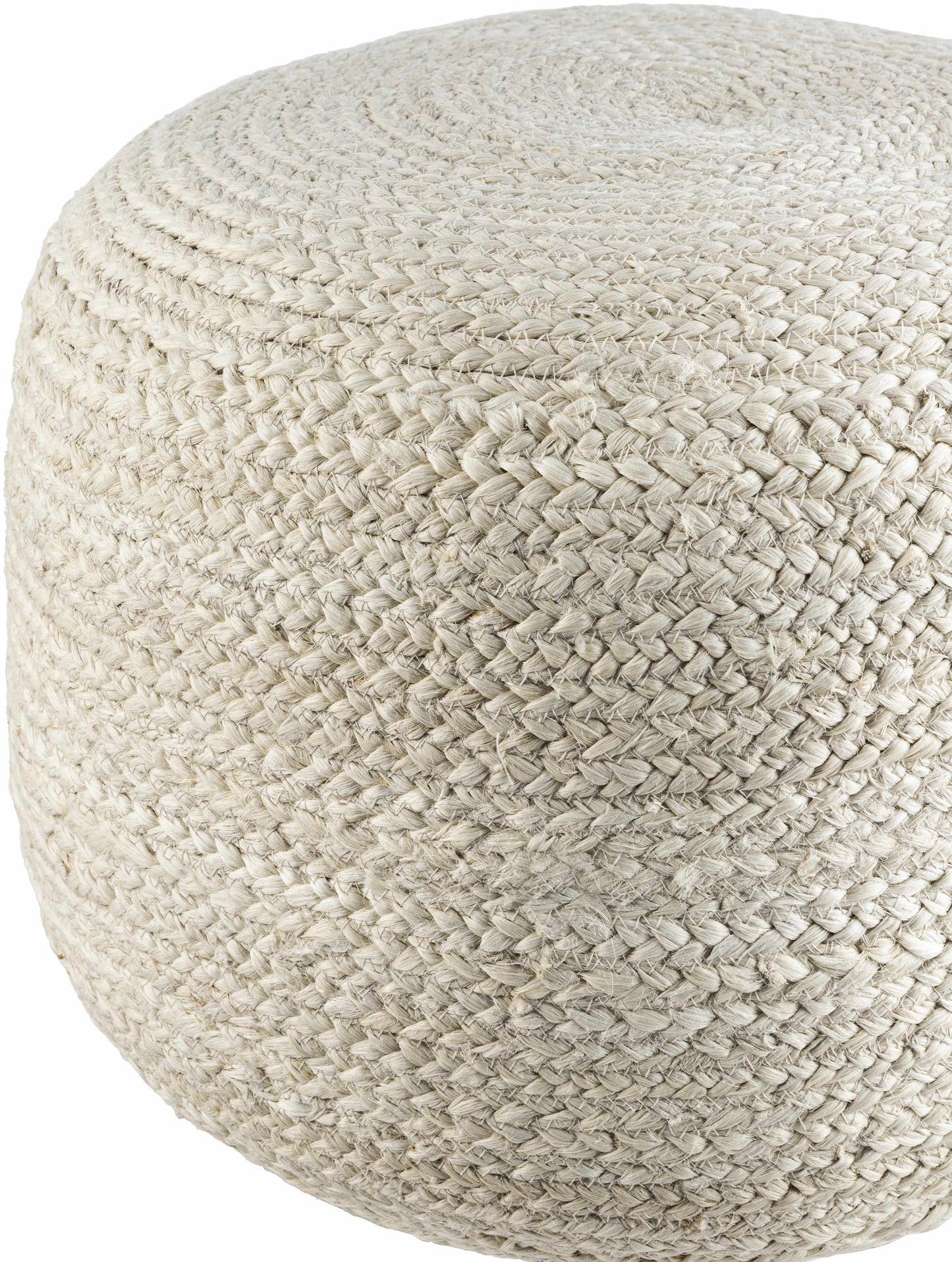 Lavertezzo Ash Knitted Beige Cotton Pouf