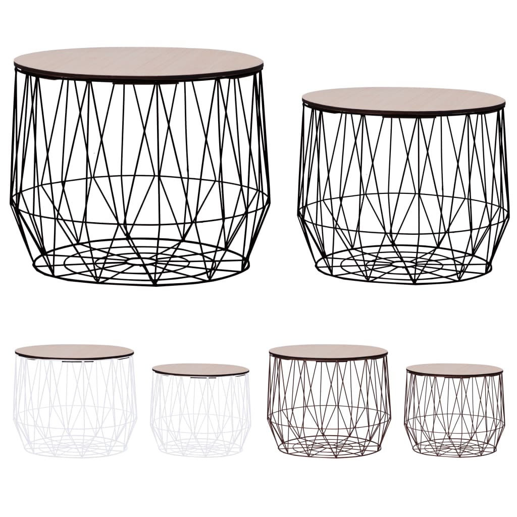 vidaXL Coffee Table 2 pcs Round End Table Sofa Table Living Room Furniture