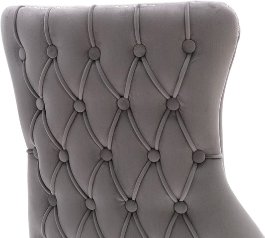 Erin - Set of 2 Light Gray Velvet Tufted Wingback Chairs